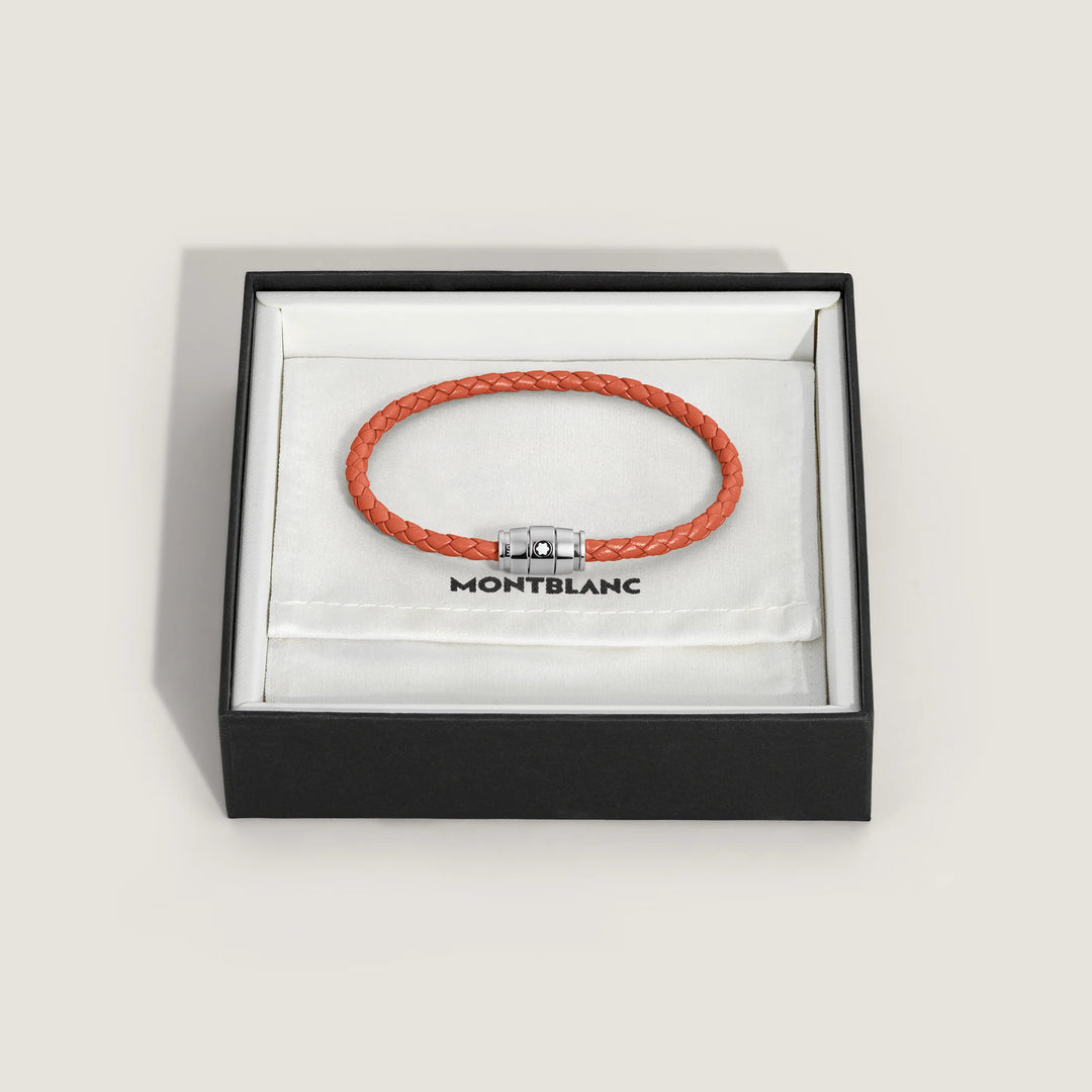 Montblanc 3-ring steel and Meisterstück Cayenne leather bracelet size L 13429168