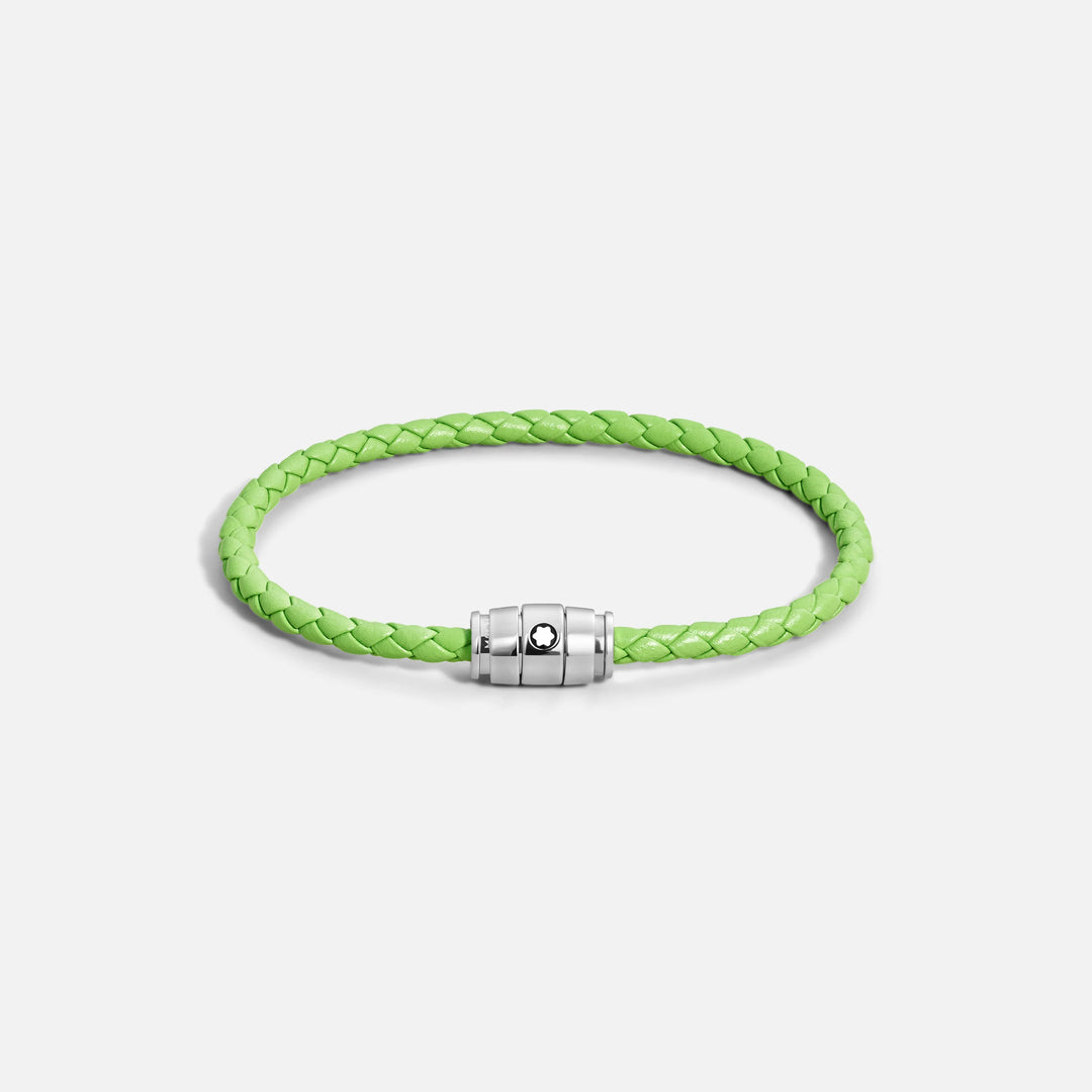 Montblanc 3-Ring-Armband aus Stahl und Meisterstück Lime-Leder, Größe M 13429263