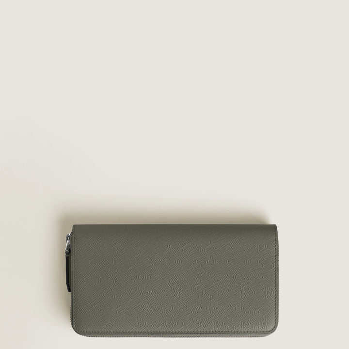 Portefeuille Montblanc 12 compartiments avec zip intégral Sartorial gris moyen 199371