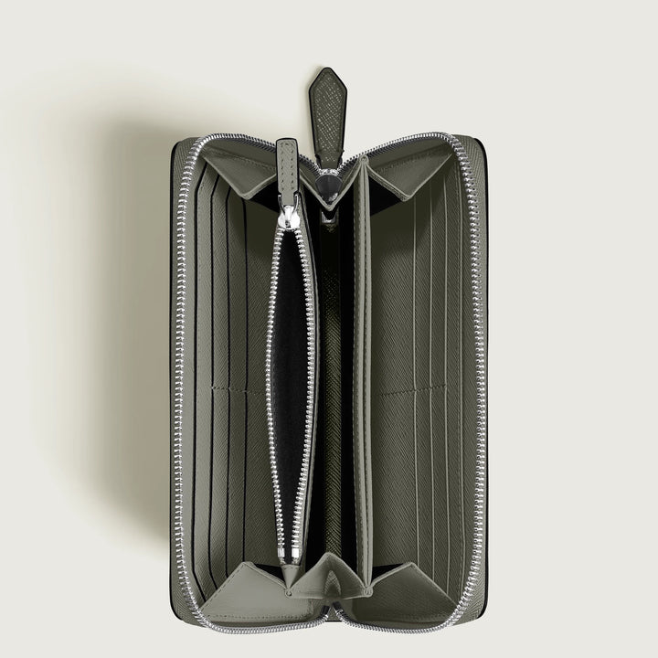 Portefeuille Montblanc 12 compartiments avec zip intégral Sartorial gris moyen 199371