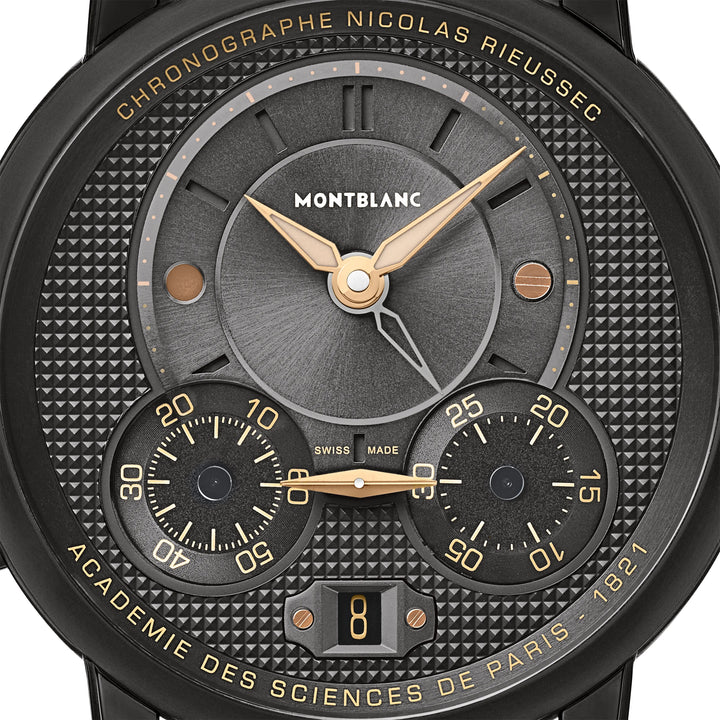 Montblanc Star Legacy Watch Nicolas Rieussec Chronograph Limited Edition 500 sztuk 43 mm Automatyczne szary stalowe wykończenie czarne DLC 130985