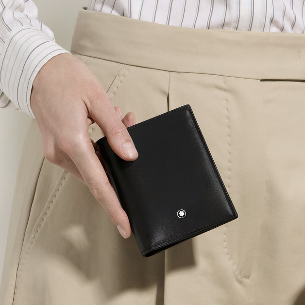 Montblanc kompakte Geldbörse 6 Taschen Meisterstück Leder schwarz 221322