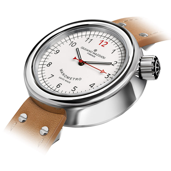 Giuliano Mazzuoli Manometeruhr 45 mm, weißer Automatikstahl, MRP05N
