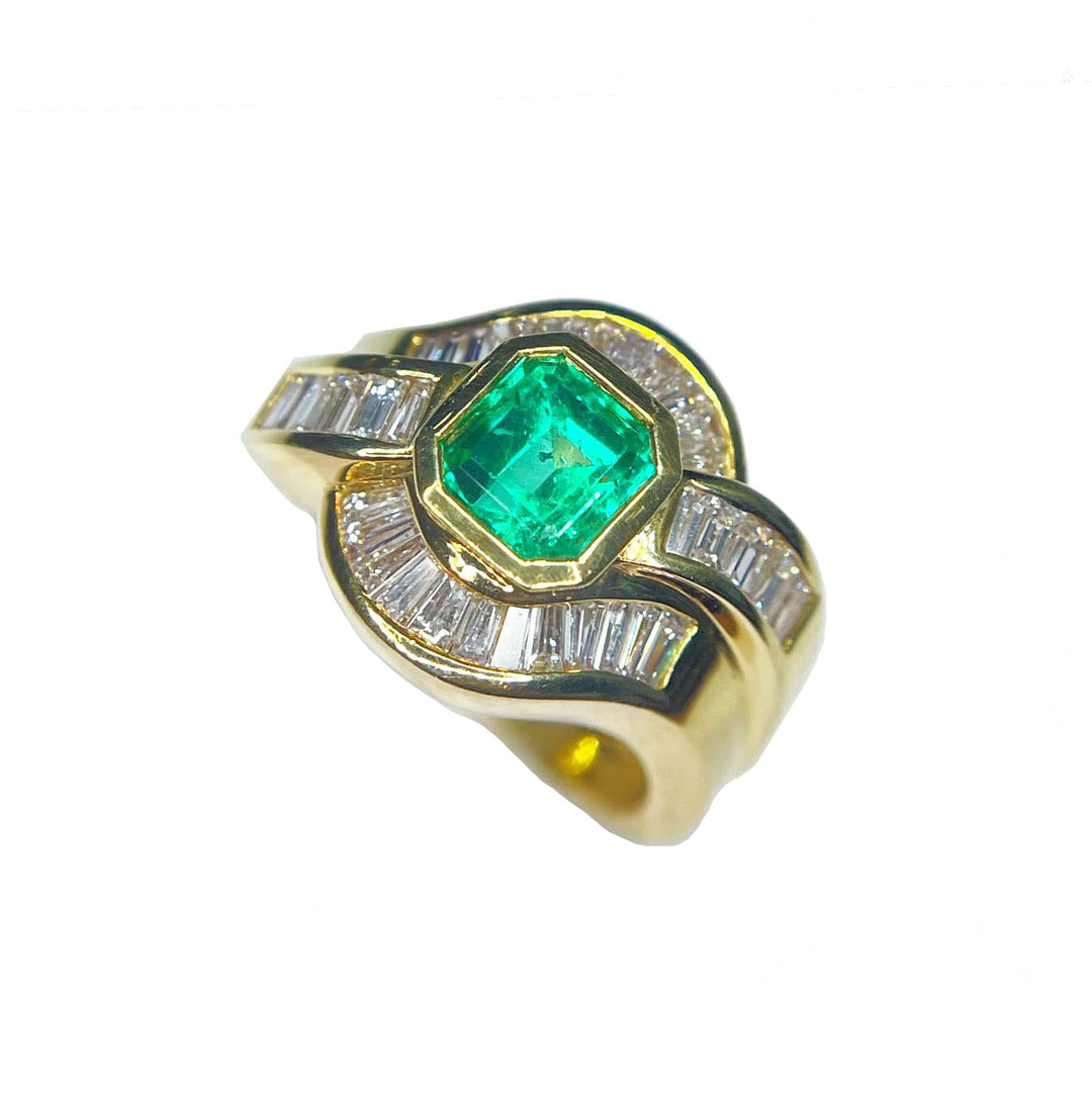 Capodaglia Gold Gold Ring 18KT Emerald Diamonds 0074Ag