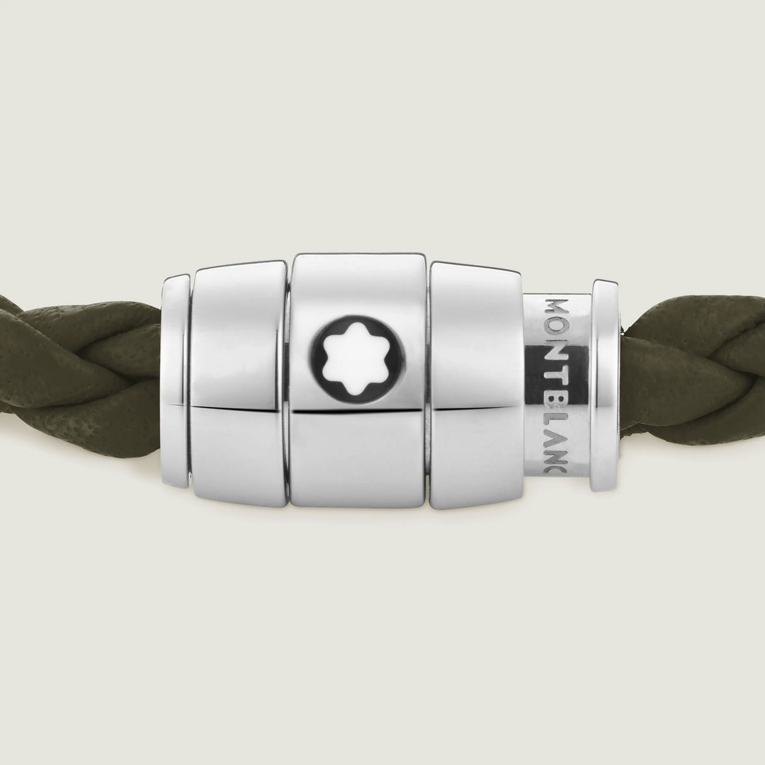 Montblanc 3-Ring-Stahlarmband und Meisterstück Kaki-Leder, Größe M 13600463