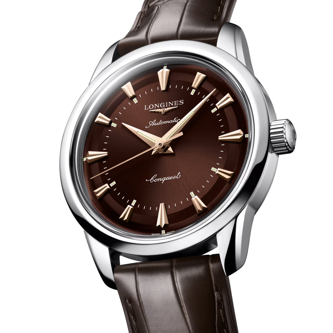 Montre automatique Longines Heritage 38 mm en acier marron L1.649.4.62.2