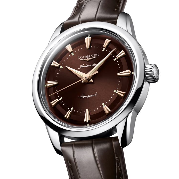 Montre automatique Longines Heritage 38 mm en acier marron L1.649.4.62.2