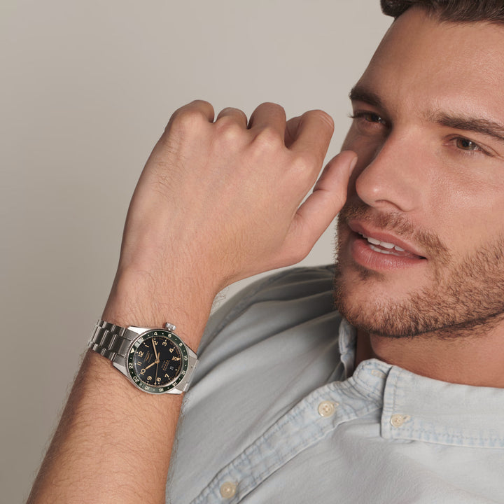 Montre Longines Spirit Zulu Time 39mm anthracite automatique acier L3.802.4.63.6