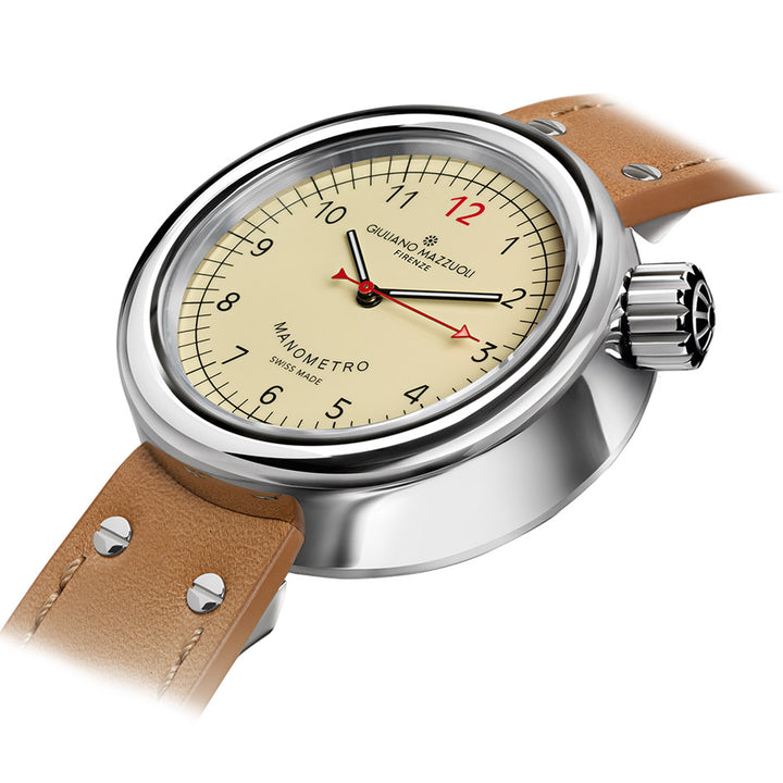 Giuliano Mazzuoli Manometeruhr 45 mm elfenbeinfarbener Automatikstahl MRP01N