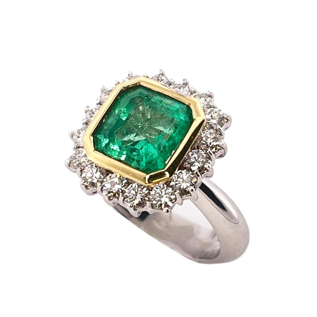 Anel de toque Recarlo 18kt Emerald e diamantes