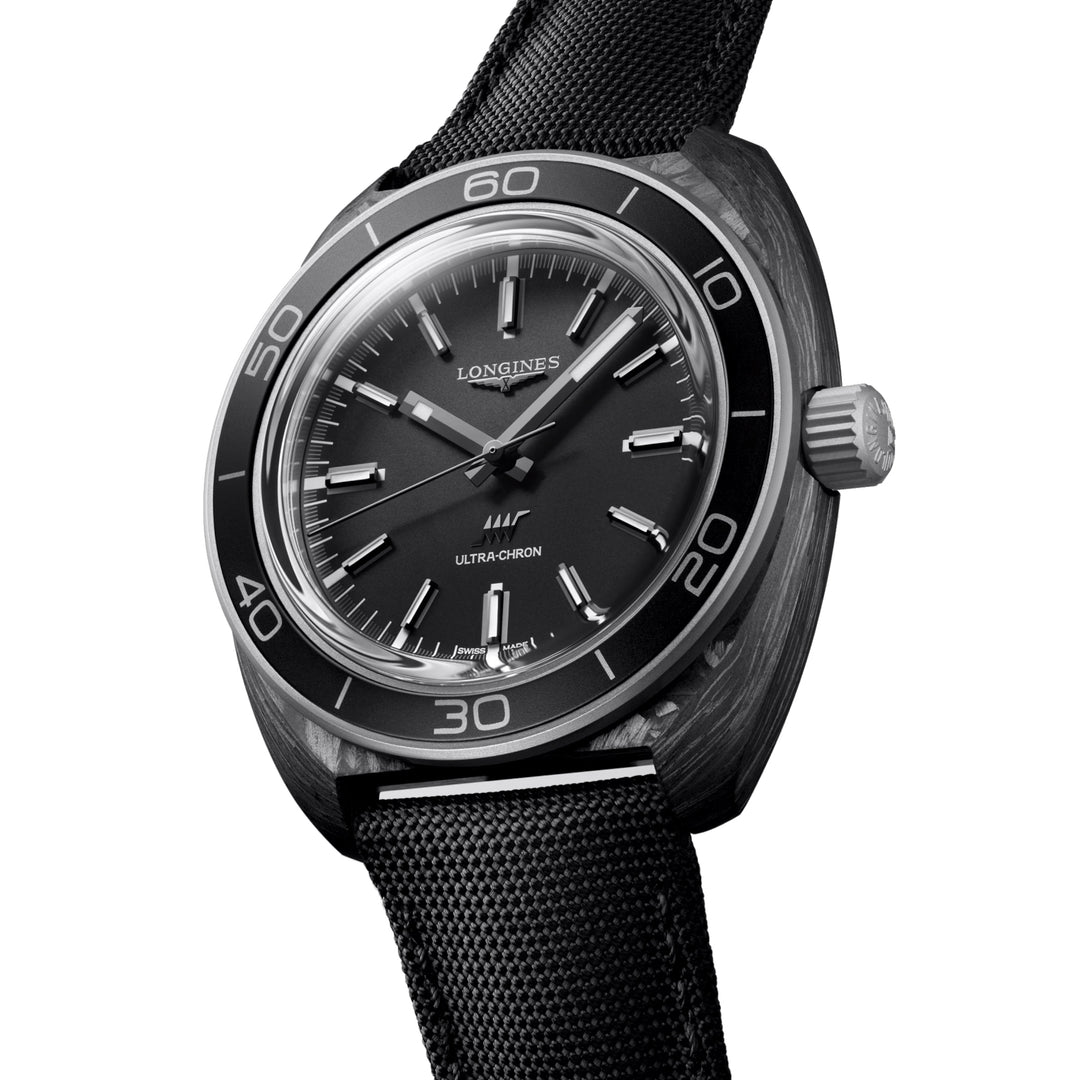 Longines Ultra‑Chron Carbon 43mm anthracite automatic titanium and carbon watch L2.839.4.52.2