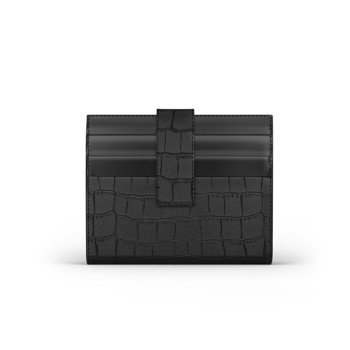 Giovanni Raspini black croco leather card holder wallet 925 silver L0025
