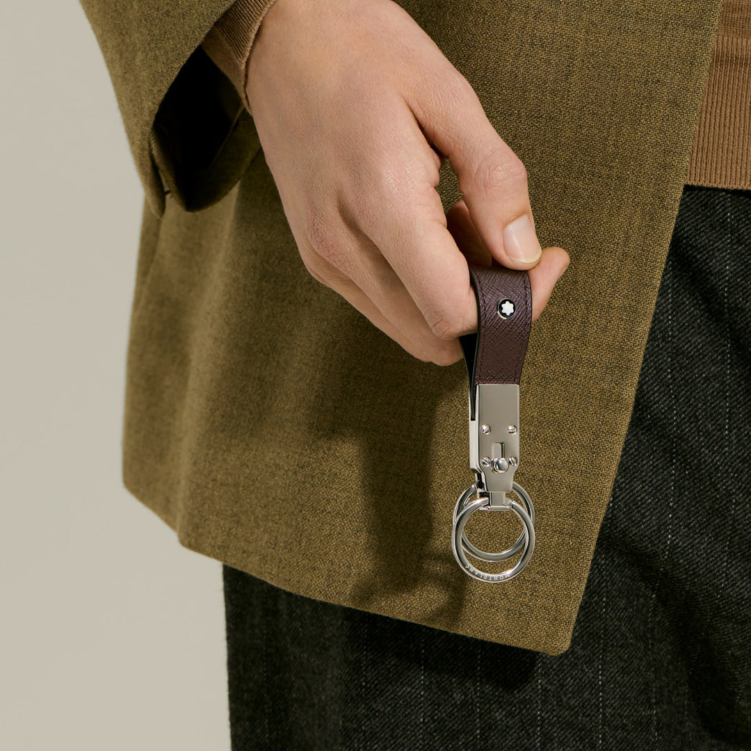 Montblanc portachiavi pelle Sartorial Ebano 223073