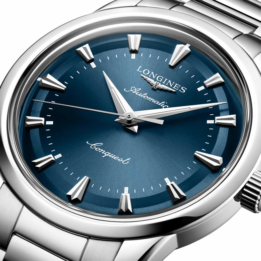 Longines Conquest Heritage 38mm blue automatic steel watch L1.649.4.92.6