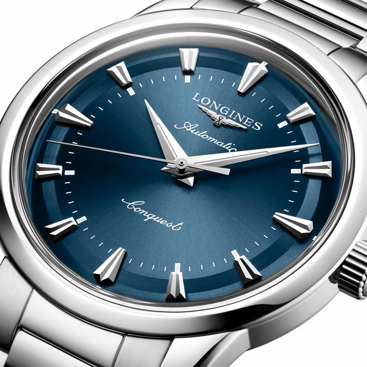Longines Conquest Heritage 38mm blue automatic steel watch L1.649.4.92.6