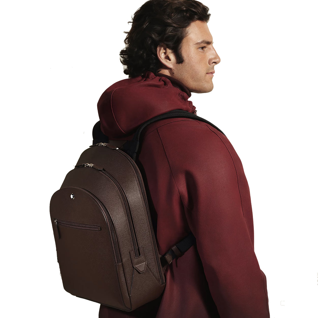 Montblanc mittlerer Rucksack 3 Fächer Sartorial Leder Ebenholzfarbe 222929