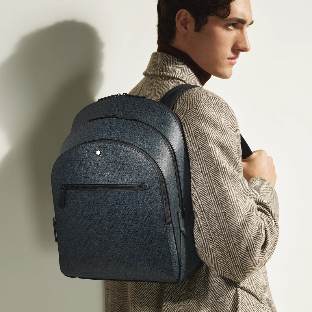 Montblanc medium backpack with 3 compartments Sartorial blue tweed 220335