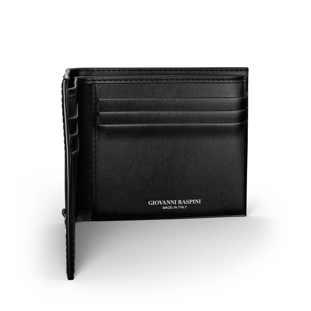 Giovanni Raspini Geldbörse aus schwarzem Krokoleder 925er Silber L0024