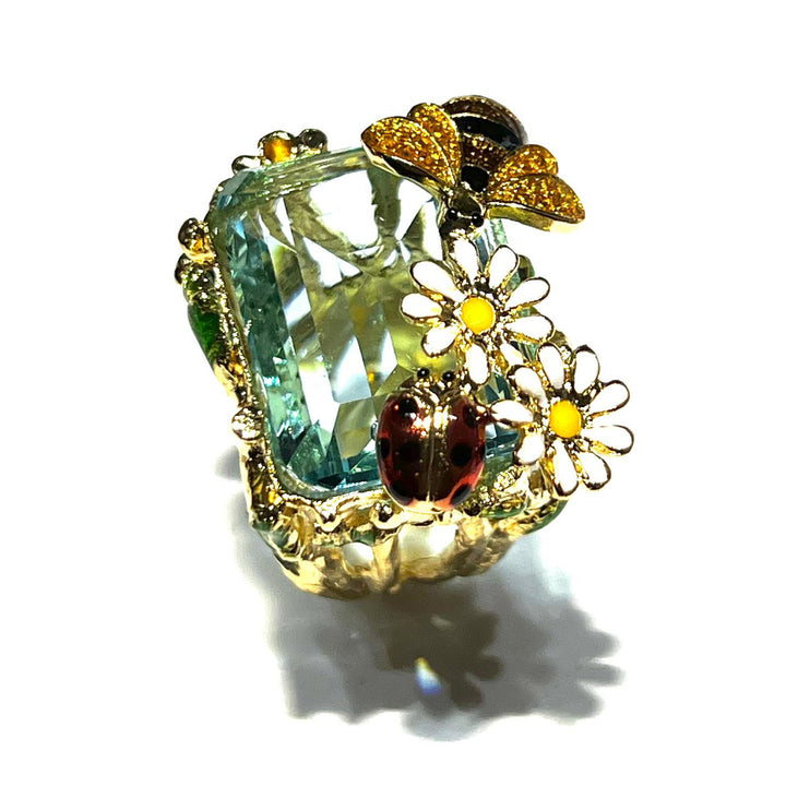 Federica Rossi ring Ape Margherite crystal bronze PVD finish 18kt gold FR.AN.24