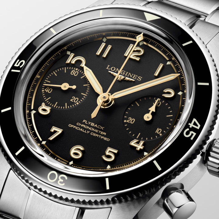 Longines orologio Spirit Pilot Flyback 72.6 39,5mm nero manuale acciaio L3.721.4.53.6