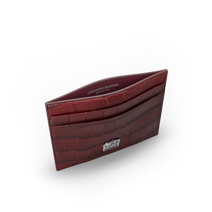 Giovanni Raspini portacarte pelle croco borgogna argento 925 L0029