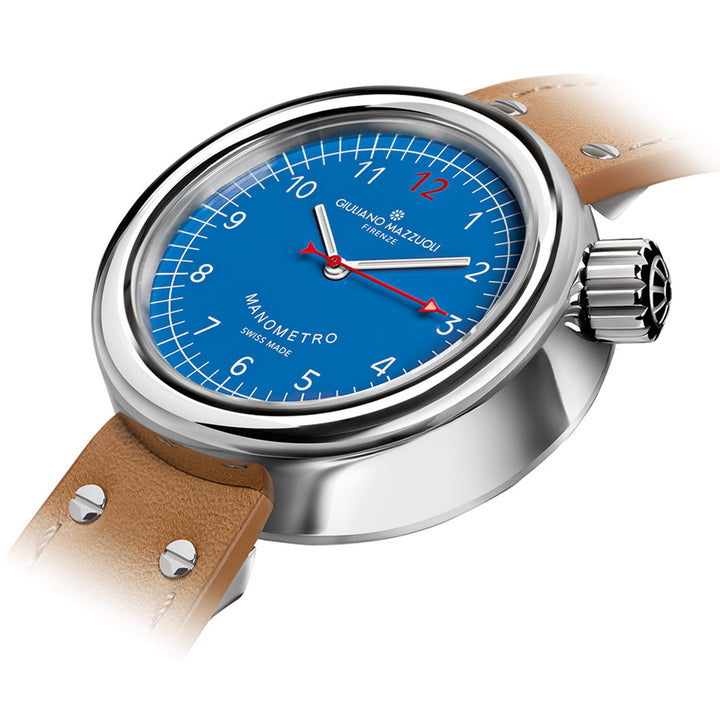 Giuliano Mazzuoli Uhr Manometer 45 mm blauer Automatikstahl MRP03N