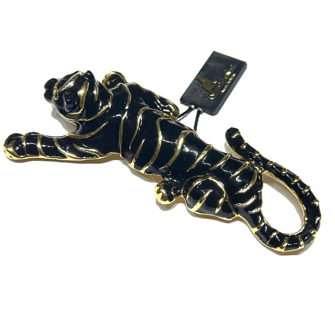 Federica Rossi Panther-Brosche, Bronze, PVD-Finish, 18-karätiges Gelbgold, Emaille FR.SP.04