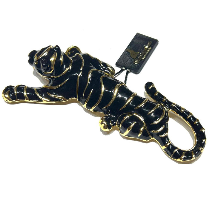 Federica Rossi Panther-Brosche, Bronze, PVD-Finish, 18-karätiges Gelbgold, Emaille FR.SP.04