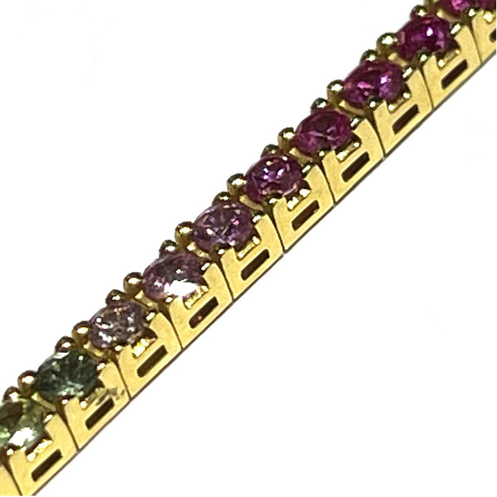 18kt gold Rainbow Tennis bracelet lenses with sapphires 0081BR