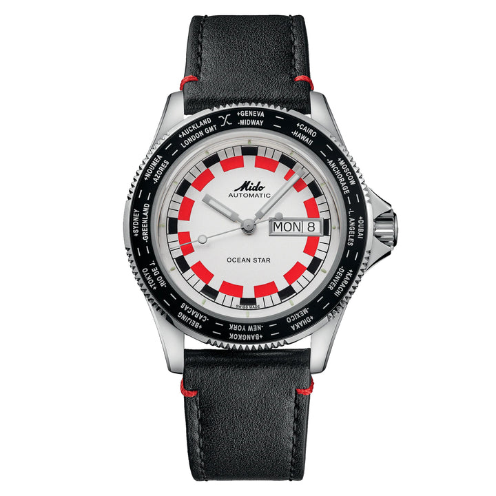 Mido orologio Ocean Star Worldtimer 40mm argento automatico acciaio M026.830.16.030.00