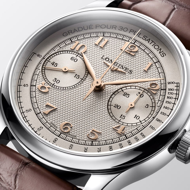 Longines Uhr Master Collection Chrono Monopusher 41 mm Elfenbein Handaufzug Stahl L2.960.4.78.2