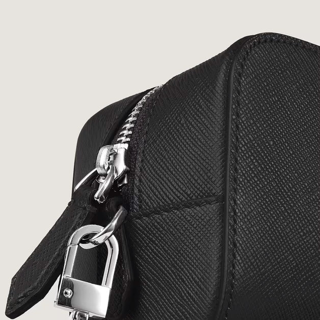 Montblanc kleine Sartorial Kulturtasche aus schwarzem Leder 221572