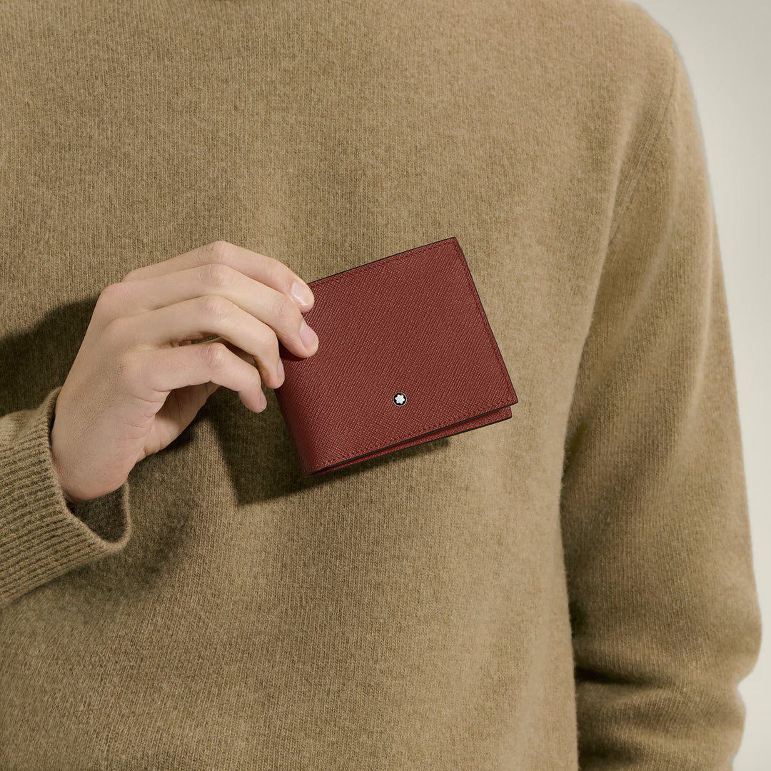 Portefeuille Montblanc 6 poches cuir vestimentaire chêne rouge 223011