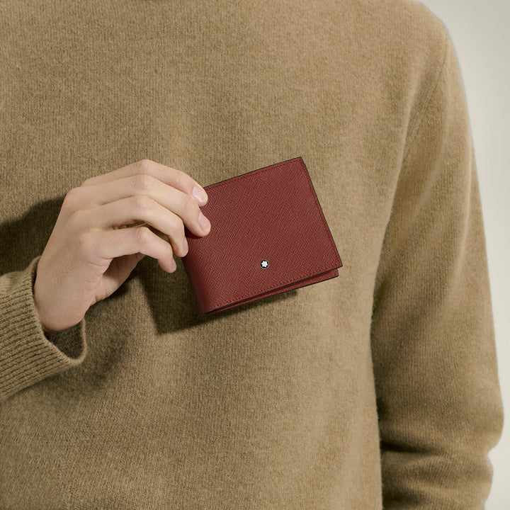 Portefeuille Montblanc 6 poches cuir vestimentaire chêne rouge 223011