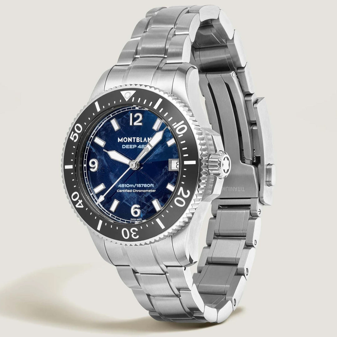Montre Montblanc Iced Sea 0 Oxygen Deep 4810 43mm bleu automatique titane 135634