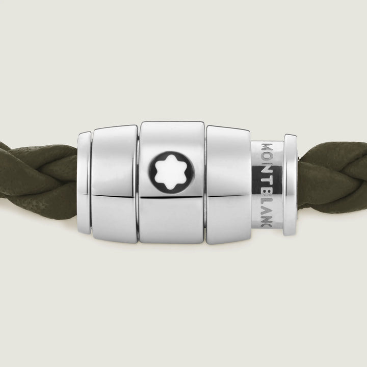 Montblanc 3-Ring-Stahlarmband und Meisterstück Kaki-Leder, Größe S 13600360