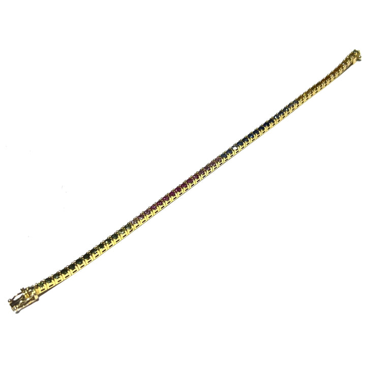 18kt gold Rainbow Tennis bracelet lenses with sapphires 0081BR