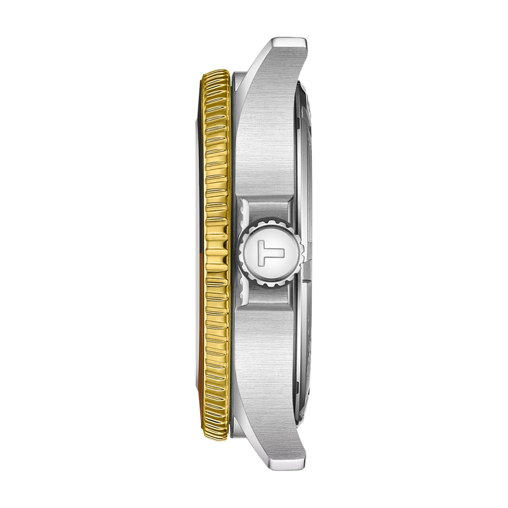 Tissot SEASTAR 1000 GMT Titta på 40mm svart kvartsstål Finish PVD Gold Gold T120.852.22.051.00