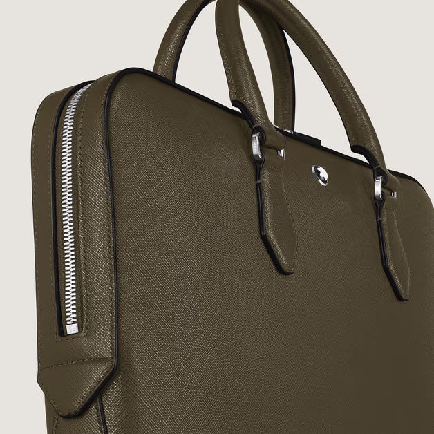 Montblanc slim Sartorial khaki leather briefcase 221548