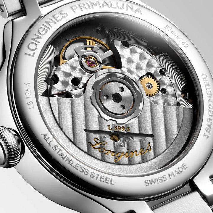 Longines Primaluna Moonphase Uhr 34 mm Silber Automatik Stahl L8.126.4.71.6