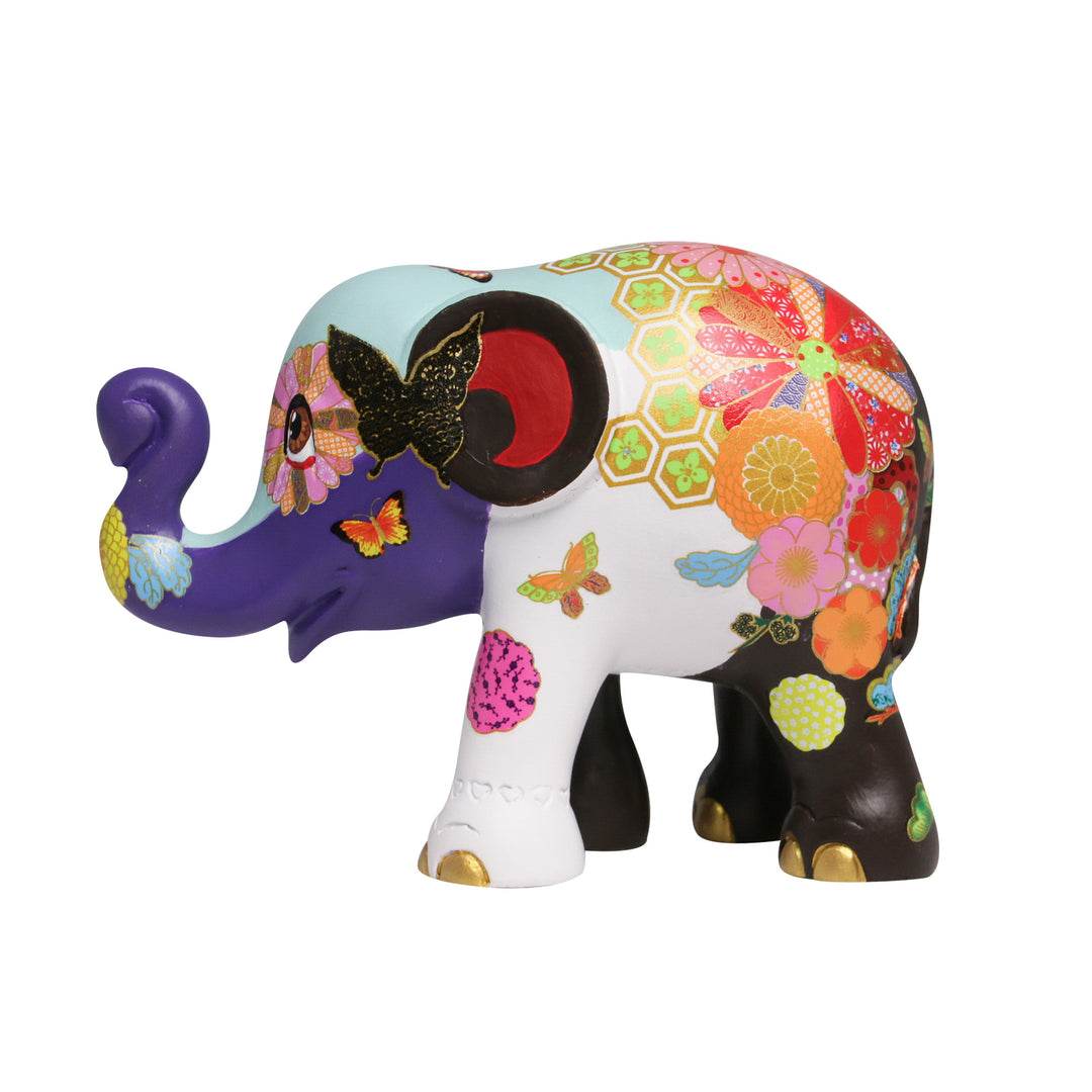 Elephant Parade elefante Happy Kiku 15cm Limited Edition Di Chris Chun UK National Tour 2013 HAPPY KIKU 15