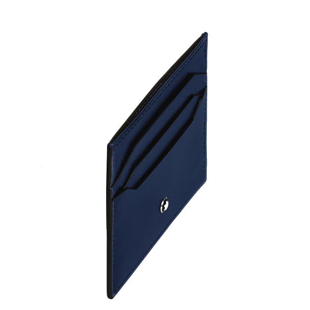 Montblanc portacarte 6 tasche pelle Meisterstück blu 221664