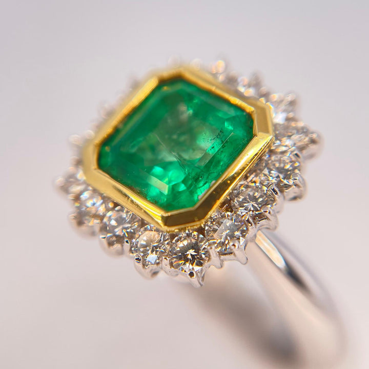 Anel de toque Recarlo 18kt Emerald e diamantes