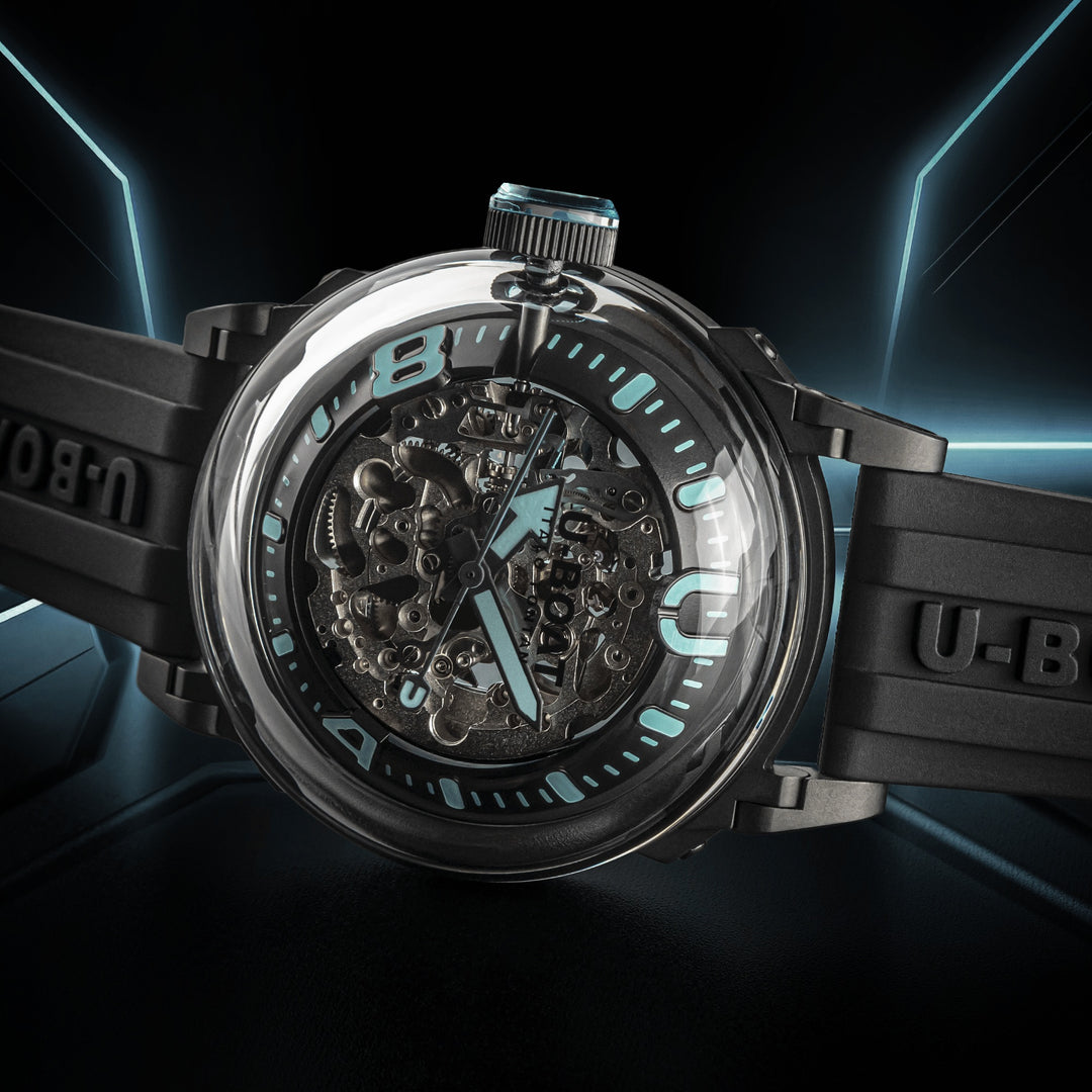 U-BOAT Uhr U-65 44mm türkis automatisch Edelstahl PVD-Finish schwarz 3348