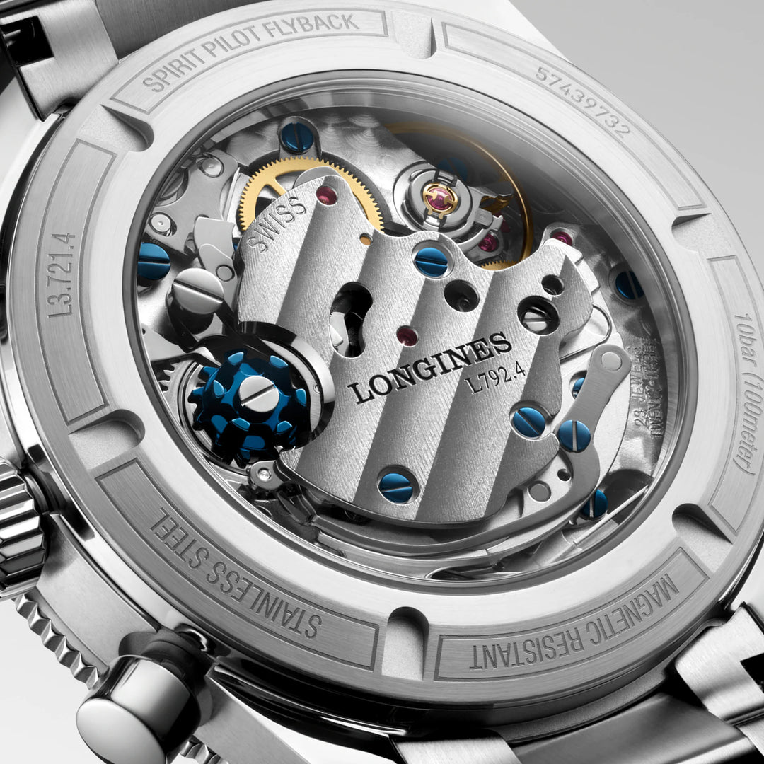Longines orologio Spirit Pilot Flyback 72.6 39,5mm nero manuale acciaio L3.721.4.53.6
