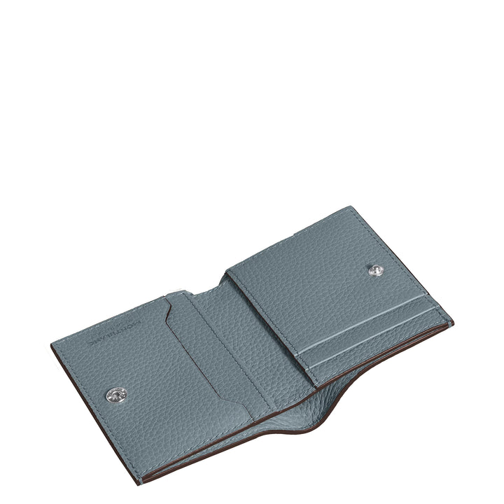 Montblanc mini portefeuille 4 poches cuir grainé bleu glacier 222997
