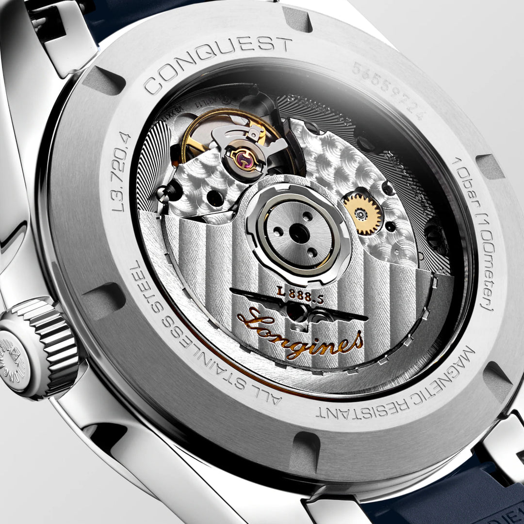 Longines Conquest 38 mm blaue Automatikuhr aus Stahl L3.720.4.92.9