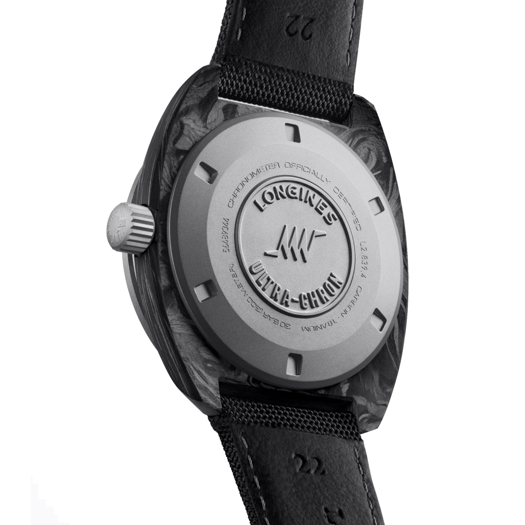 Longines Ultra‑Chron Carbon 43mm anthracite automatic titanium and carbon watch L2.839.4.52.2