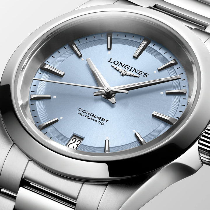 Longines orologio Conquest 34mm azzurro automatico acciaio L3.430.4.92.6