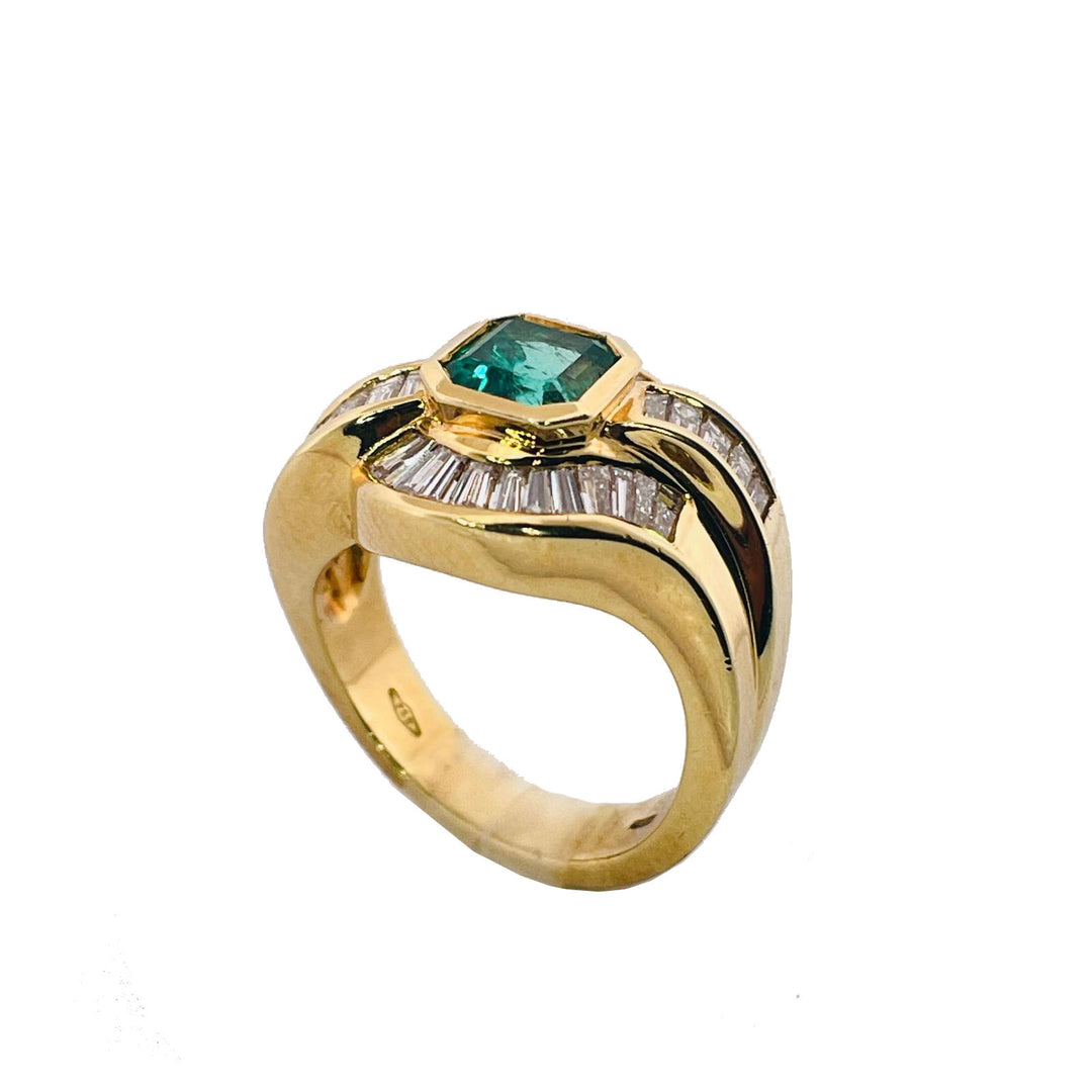 Capodaglia Gold Gold Ring 18KT Emerald Diamonds 0074Ag